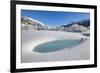 Winter landscape with trees covered in hoarfrost and frozen pond. Celerina, Engadin, Graubunden, Sw-ClickAlps-Framed Photographic Print