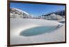 Winter landscape with trees covered in hoarfrost and frozen pond. Celerina, Engadin, Graubunden, Sw-ClickAlps-Framed Photographic Print