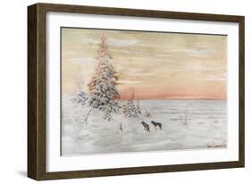 Winter Landscape with Wolves, 1915-Count Vladimir Leonidovich Muravyov-Framed Giclee Print