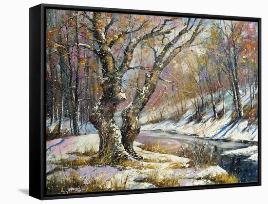 Winter Landscape With Wood And The River-balaikin2009-Framed Stretched Canvas