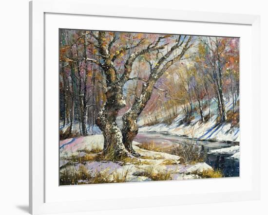 Winter Landscape With Wood And The River-balaikin2009-Framed Art Print