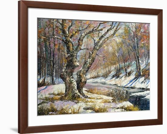 Winter Landscape With Wood And The River-balaikin2009-Framed Art Print