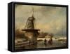 Winter Landscape-Andreas Schelfhout-Framed Stretched Canvas