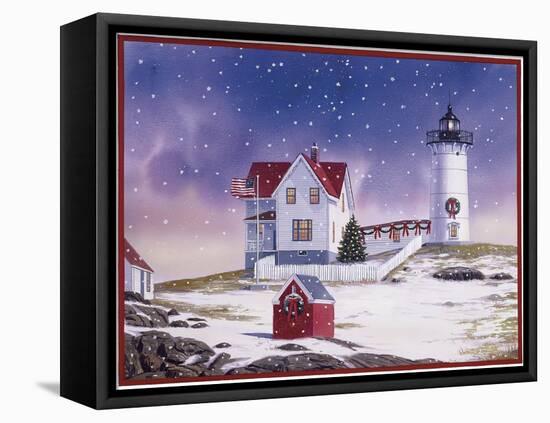 Winter Lighthouse 2-William Vanderdasson-Framed Stretched Canvas