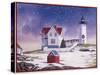 Winter Lighthouse 2-William Vanderdasson-Stretched Canvas