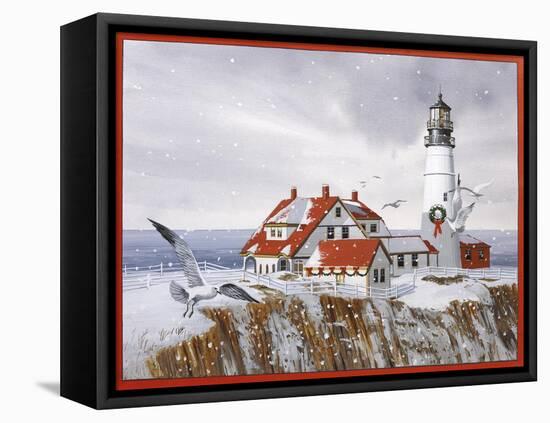 Winter Lighthouse-William Vanderdasson-Framed Stretched Canvas