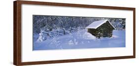 Winter Log Cabin, Lapland, Sweden-Panoramic Images-Framed Photographic Print