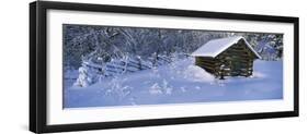 Winter Log Cabin, Lapland, Sweden-Panoramic Images-Framed Photographic Print