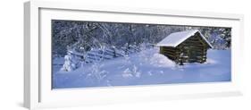 Winter Log Cabin, Lapland, Sweden-Panoramic Images-Framed Photographic Print