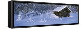 Winter Log Cabin, Lapland, Sweden-Panoramic Images-Framed Stretched Canvas