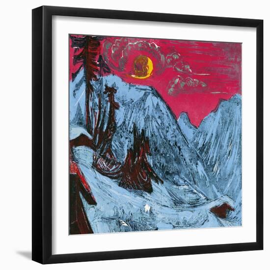 Winter Moonlit Night, 1919-Ernst Ludwig Kirchner-Framed Premium Giclee Print