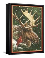 Winter Moose-William Vanderdasson-Framed Stretched Canvas