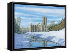 Winter Morning - Fountains Abbey Yorkshire-Richard Harpum-Framed Stretched Canvas