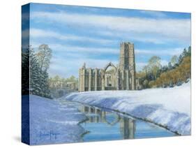 Winter Morning - Fountains Abbey Yorkshire-Richard Harpum-Stretched Canvas