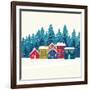 Winter Mountain Houses. Winter Landscape-gokcen gulenc-Framed Art Print