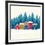 Winter Mountain Houses. Winter Landscape-gokcen gulenc-Framed Art Print