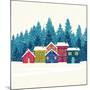 Winter Mountain Houses. Winter Landscape-gokcen gulenc-Mounted Art Print