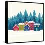 Winter Mountain Houses. Winter Landscape-gokcen gulenc-Framed Stretched Canvas