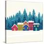 Winter Mountain Houses. Winter Landscape-gokcen gulenc-Stretched Canvas