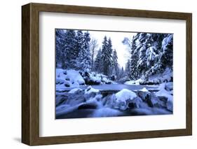 Winter Mountain River- Beskid Mountains, Poland-Gorilla-Framed Photographic Print