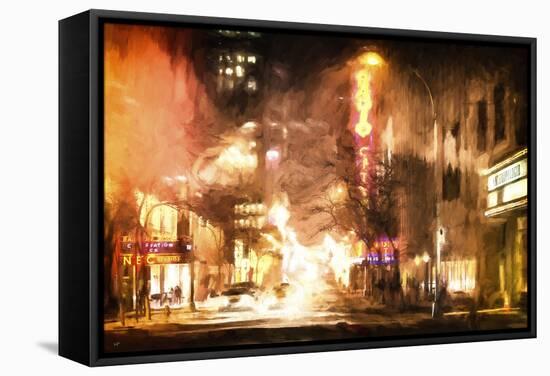 Winter night in New York-Philippe Hugonnard-Framed Stretched Canvas