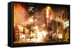 Winter night in New York-Philippe Hugonnard-Framed Stretched Canvas