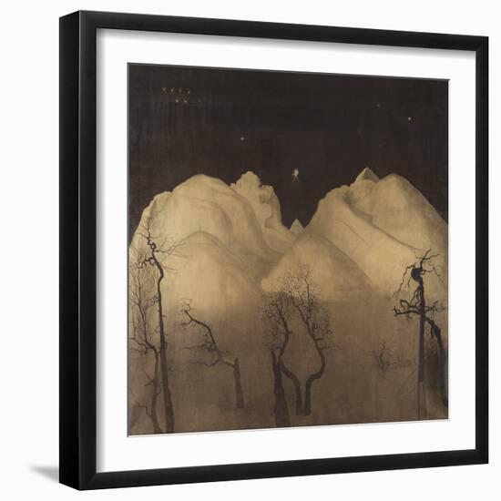 Winter Night in the Mountains. Study, by Harald Sohlberg, 1901-1902, Swedish painting,-Harald Sohlberg-Framed Art Print