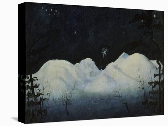 Winter nights in the mountains-Gerhard Peter Frantz Vilhelm Munthe-Stretched Canvas