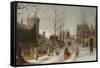 Winter (Oil)-Sebastian Vrancx-Framed Stretched Canvas