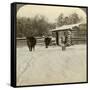 Winter on a Ranch, Montana, Usa-Underwood & Underwood-Framed Stretched Canvas