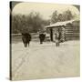 Winter on a Ranch, Montana, Usa-Underwood & Underwood-Stretched Canvas