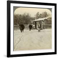 Winter on a Ranch, Montana, Usa-Underwood & Underwood-Framed Photographic Print