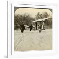 Winter on a Ranch, Montana, Usa-Underwood & Underwood-Framed Photographic Print