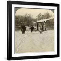 Winter on a Ranch, Montana, Usa-Underwood & Underwood-Framed Photographic Print