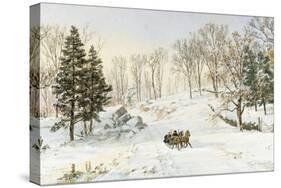 Winter on Ravensdale Road, Hastings-On-Hudson, New York, 1890 (Watercolor and Gouache on Paper)-Jasper Francis Cropsey-Stretched Canvas