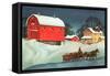 Winter on the Farm, Christmas Card-null-Framed Stretched Canvas