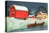 Winter on the Farm, Christmas Card-null-Stretched Canvas