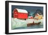 Winter on the Farm, Christmas Card-null-Framed Giclee Print