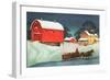 Winter on the Farm, Christmas Card-null-Framed Giclee Print