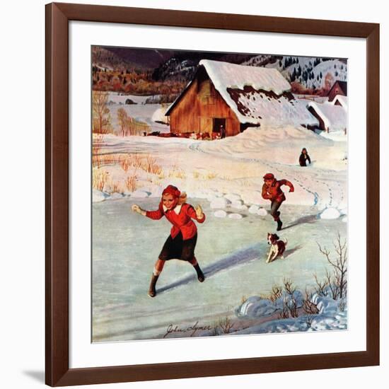 "Winter on the Farm", December 30, 1950-John Clymer-Framed Giclee Print