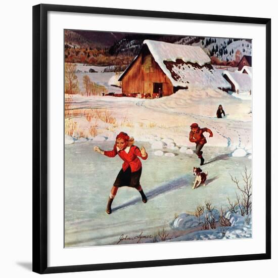 "Winter on the Farm", December 30, 1950-John Clymer-Framed Giclee Print