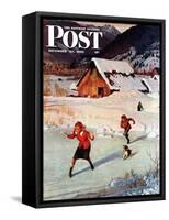"Winter on the Farm" Saturday Evening Post Cover, December 30, 1950-John Clymer-Framed Stretched Canvas