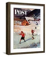 "Winter on the Farm" Saturday Evening Post Cover, December 30, 1950-John Clymer-Framed Giclee Print