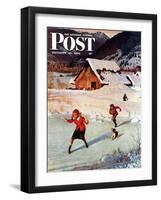 "Winter on the Farm" Saturday Evening Post Cover, December 30, 1950-John Clymer-Framed Giclee Print