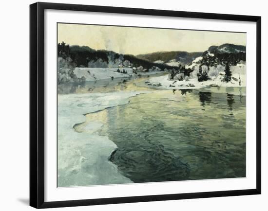 Winter on the Mesna River Near Lillehammer, C. 1905-06-Fritz Thaulow-Framed Giclee Print