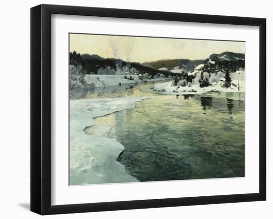 Winter on the Mesna River Near Lillehammer, C. 1905-06-Fritz Thaulow-Framed Giclee Print