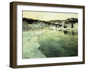 Winter on the Mesna River near Lillehammer-Frits Thaulow-Framed Giclee Print
