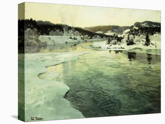 Winter on the Mesna River near Lillehammer-Frits Thaulow-Stretched Canvas