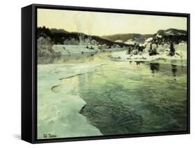 Winter on the Mesna River near Lillehammer-Frits Thaulow-Framed Stretched Canvas