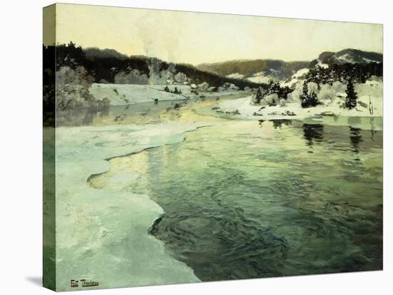 Winter on the Mesna River near Lillehammer-Frits Thaulow-Stretched Canvas